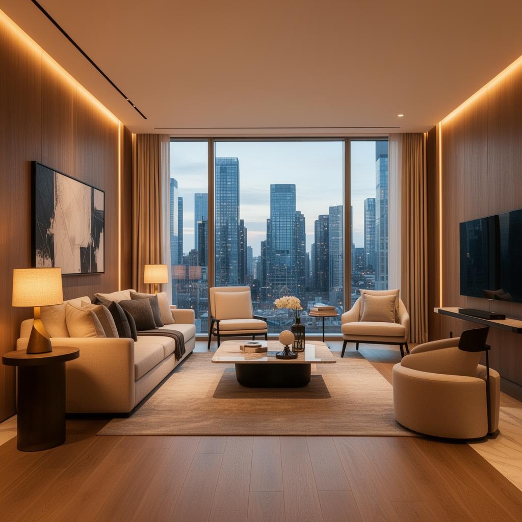 Furnished corporate apartment living room in the NYC metro